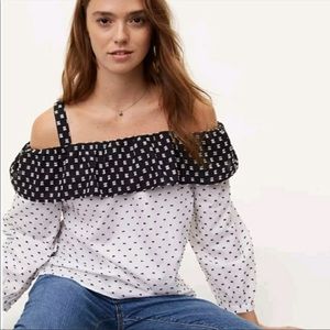Loft Geo Off the Shoulder Black/White Top size S